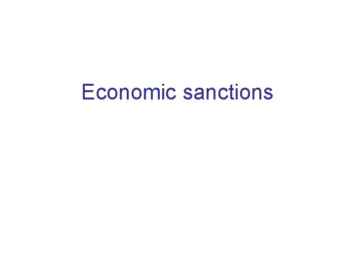 Economic sanctions 