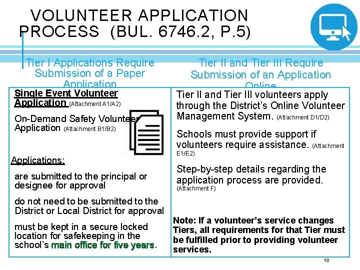 VOLUNTEER APPLICATION PROCESS (BUL. 6746. 2, P. 5) Tier I Applications Require Submission of