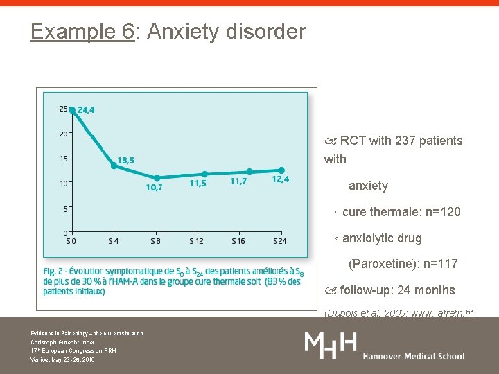 Example 6: Anxiety disorder RCT with 237 patients with anxiety ◦ cure thermale: n=120