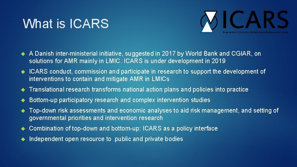 What is ICARS A Danish inter-ministerial initiative, suggested in 2017 by World Bank and
