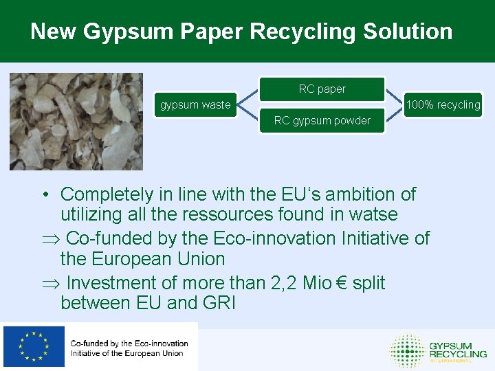 New Gypsum Paper Recycling Solution RC paper gypsum waste 100% recycling RC gypsum powder