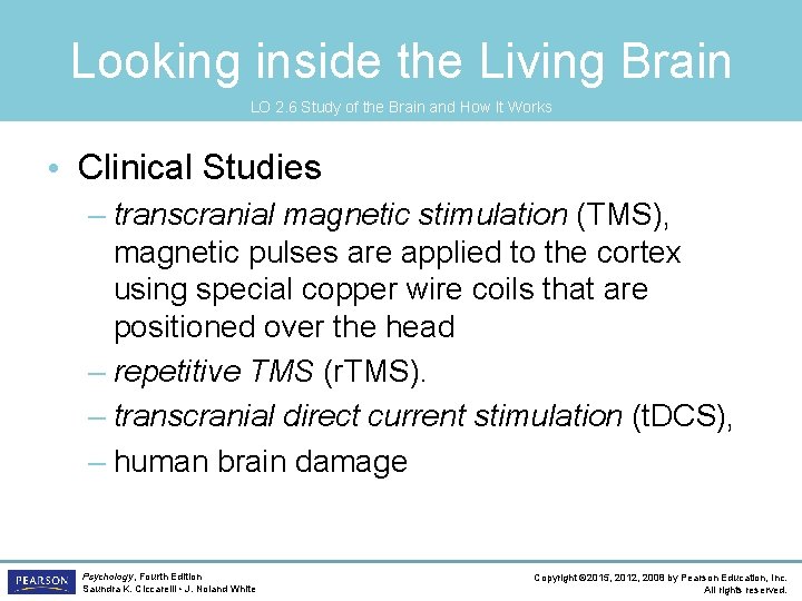 Looking inside the Living Brain LO 2. 6 Study of the Brain and How