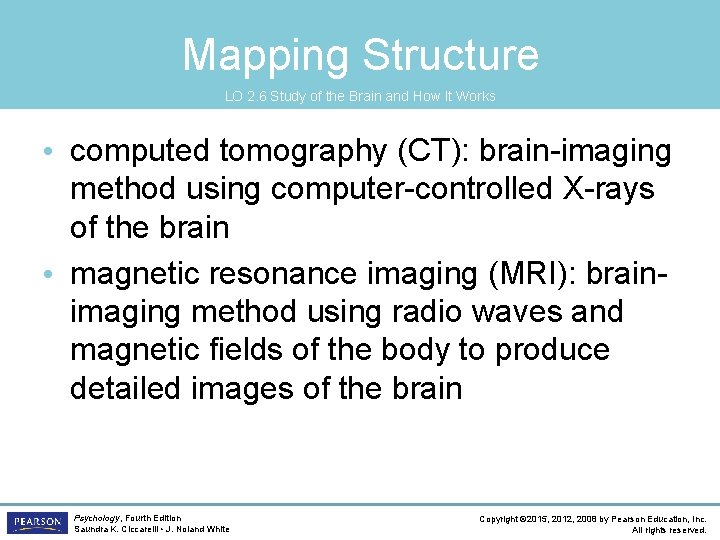 Mapping Structure LO 2. 6 Study of the Brain and How It Works •