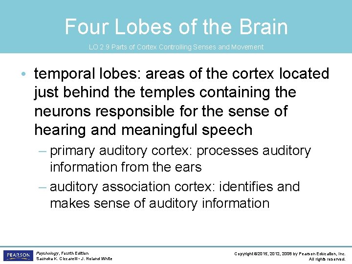 Four Lobes of the Brain LO 2. 9 Parts of Cortex Controlling Senses and