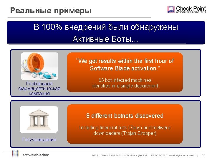 Реальные примеры В 100% внедрений были обнаружены Активные Боты… “We got results within the