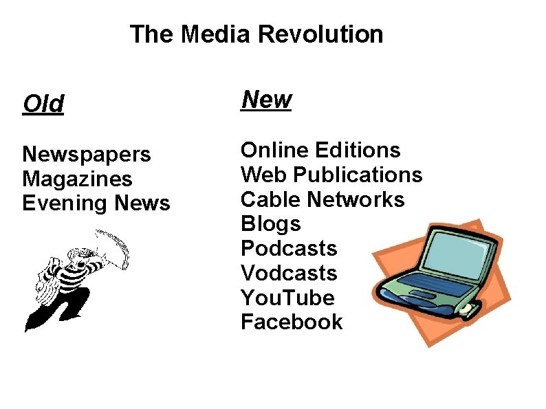 The Media Revolution Old Newspapers Magazines Evening News Online Editions Web Publications Cable Networks