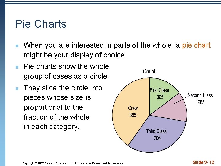 Pie Charts n n n When you are interested in parts of the whole,