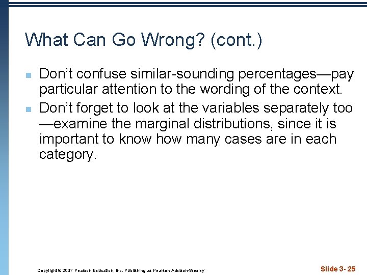 What Can Go Wrong? (cont. ) n n Don’t confuse similar-sounding percentages—pay particular attention