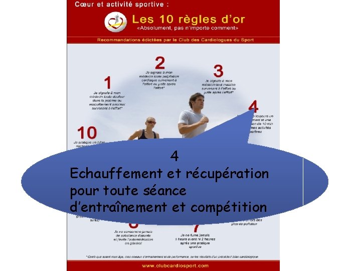 4 Echauffement et récupération pour toute séance d’entraînement et compétition 