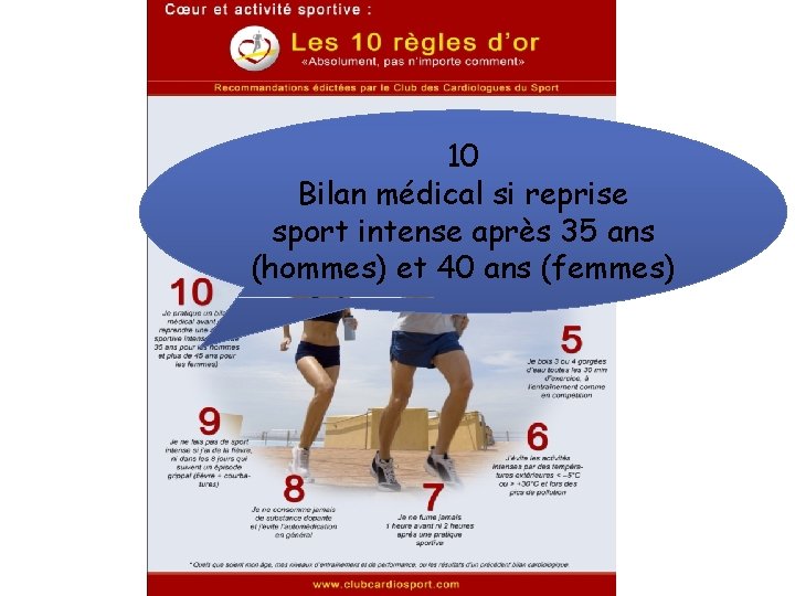 10 Bilan médical si reprise sport intense après 35 ans (hommes) et 40 ans