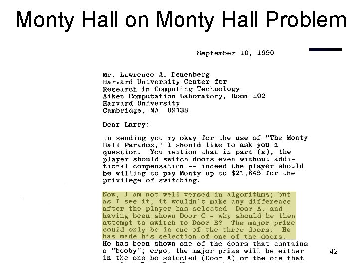 Monty Hall on Monty Hall Problem 42 