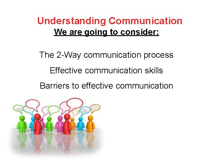 Understanding Communication We are going to consider: The 2 -Way communication process Effective communication