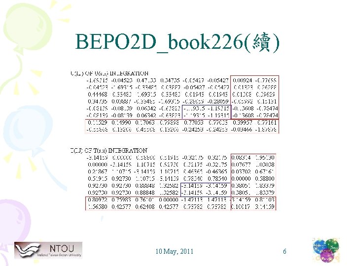 BEPO 2 D_book 226(續) 10 May, 2011 6 