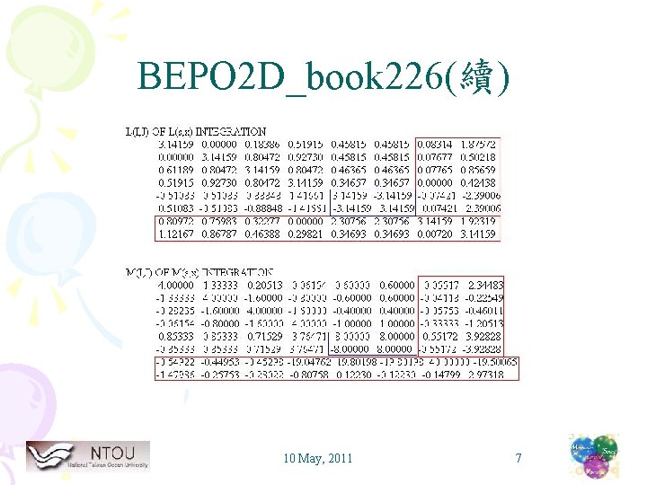 BEPO 2 D_book 226(續) 10 May, 2011 7 