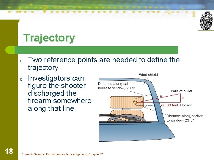 Trajectory o o 18 Two reference points are needed to define the trajectory Investigators