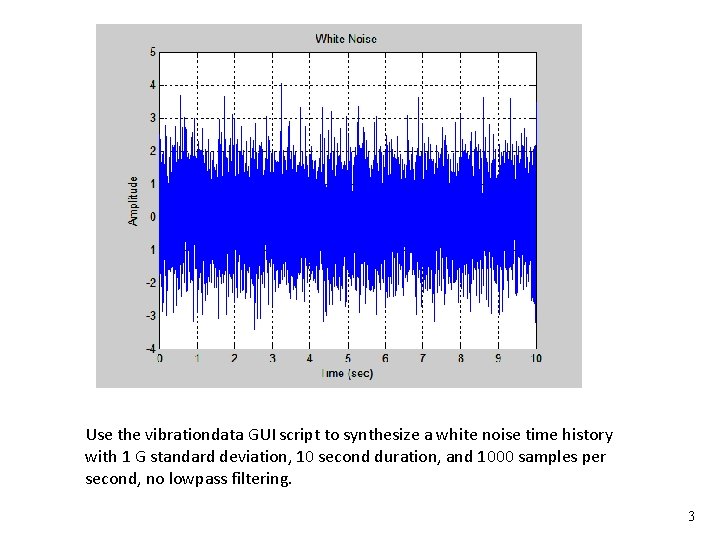 Exercise 1 Vibrationdata Use the vibrationdata GUI script to synthesize a white noise time