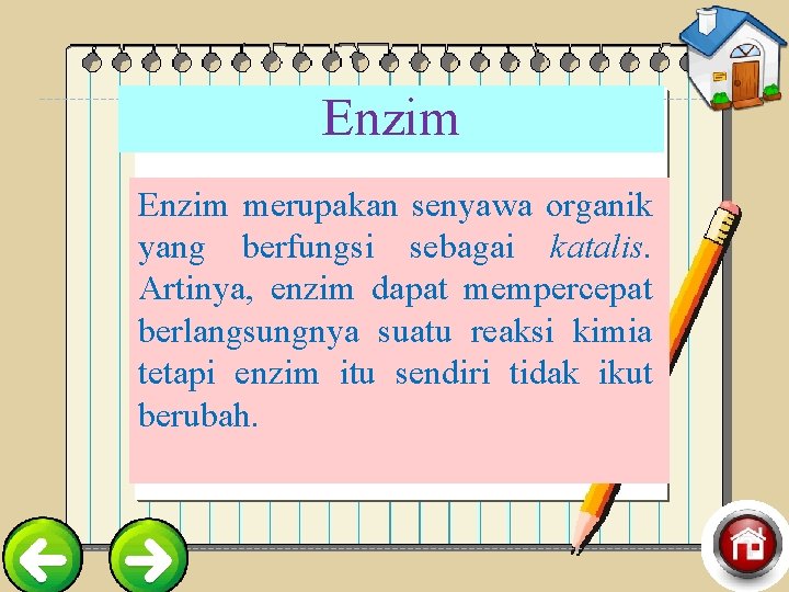 Enzim merupakan senyawa organik yang berfungsi sebagai katalis. Artinya, enzim dapat mempercepat berlangsungnya suatu