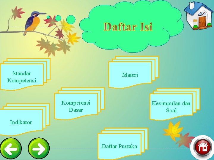 Standar Kompetensi Materi Kompetensi Dasar Kesimpulan dan Soal Indikator Daftar Pustaka 