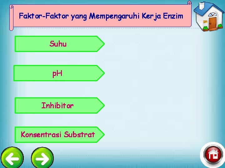 Faktor-Faktor yang Mempengaruhi Kerja Enzim Suhu p. H Inhibitor Konsentrasi Substrat 