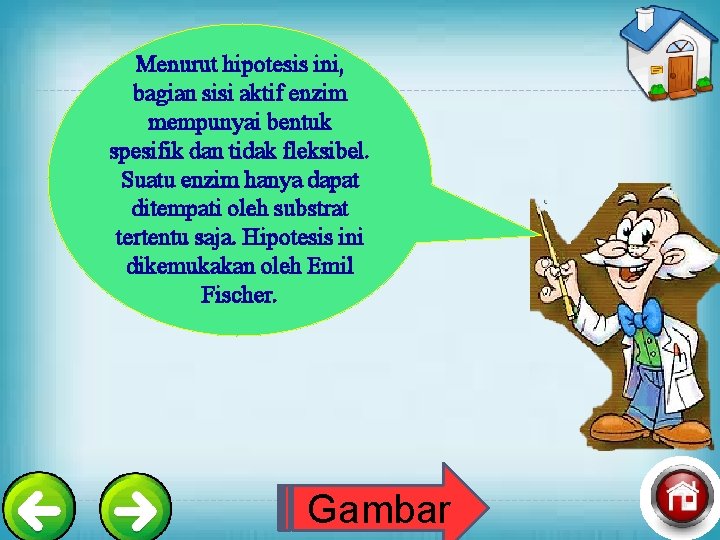 Menurut hipotesis ini, bagian sisi aktif enzim mempunyai bentuk spesifik dan tidak fleksibel. Suatu