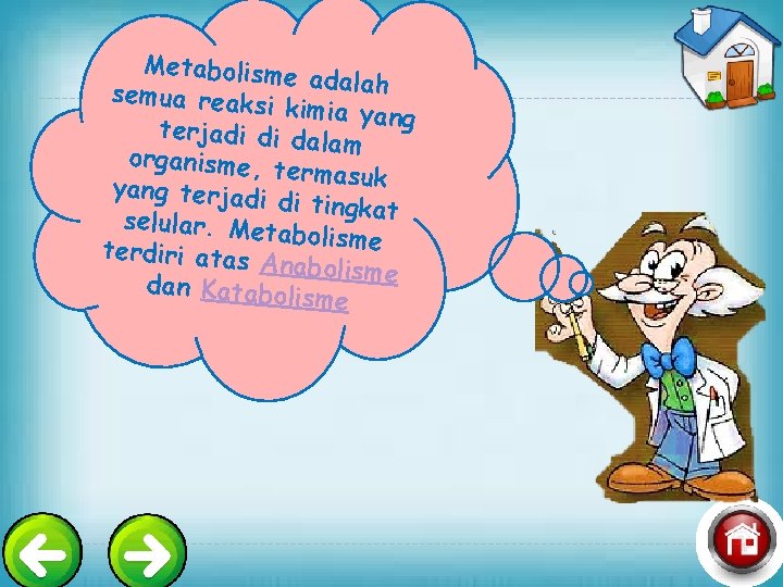 Metabolisme adalah semua reaks i kimia yang terjadi di da lam organisme, t ermasuk