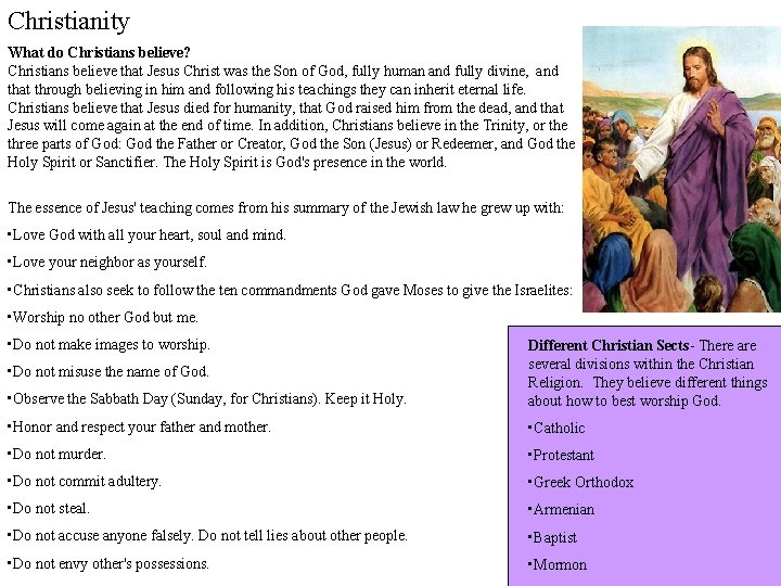 Christianity What do Christians believe? Christians believe that Jesus Christ was the Son of