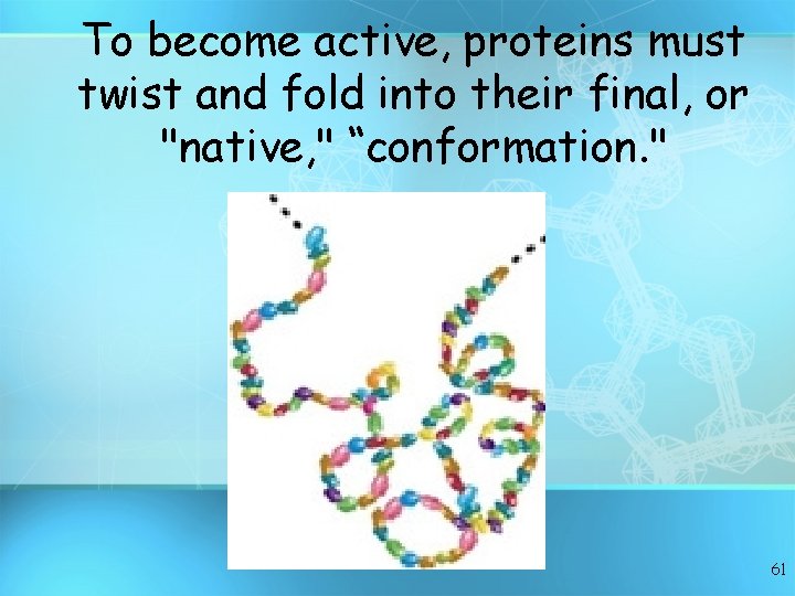 To become active, proteins must twist and fold into their final, or "native, "