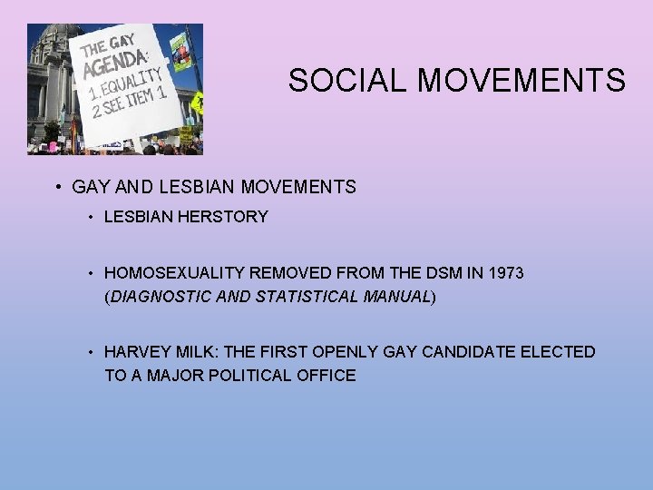SOCIAL MOVEMENTS • GAY AND LESBIAN MOVEMENTS • LESBIAN HERSTORY • HOMOSEXUALITY REMOVED FROM