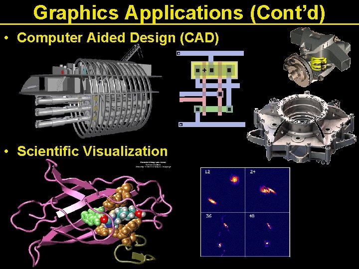 Graphics Applications (Cont’d) • Computer Aided Design (CAD) • Scientific Visualization 