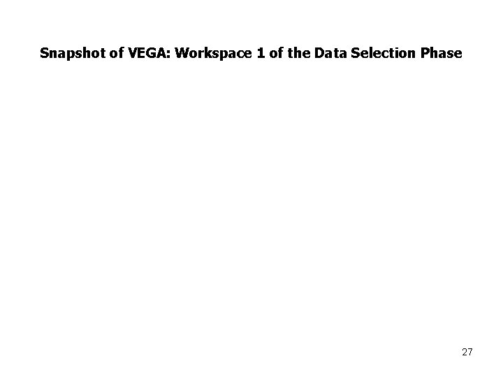 Snapshot of VEGA: Workspace 1 of the Data Selection Phase 27 