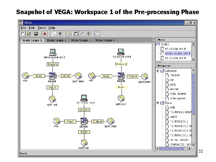 Snapshot of VEGA: Workspace 1 of the Pre-processing Phase 32 
