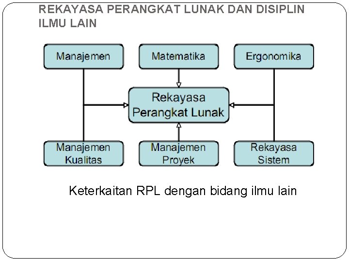 REKAYASA PERANGKAT LUNAK DAN DISIPLIN ILMU LAIN Keterkaitan RPL dengan bidang ilmu lain 