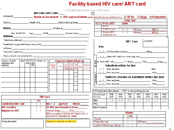 Facility based HIV care/ ART card 