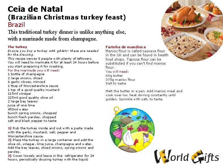 Ceia de Natal (Brazilian Christmas turkey feast) Brazil This traditional turkey dinner is unlike