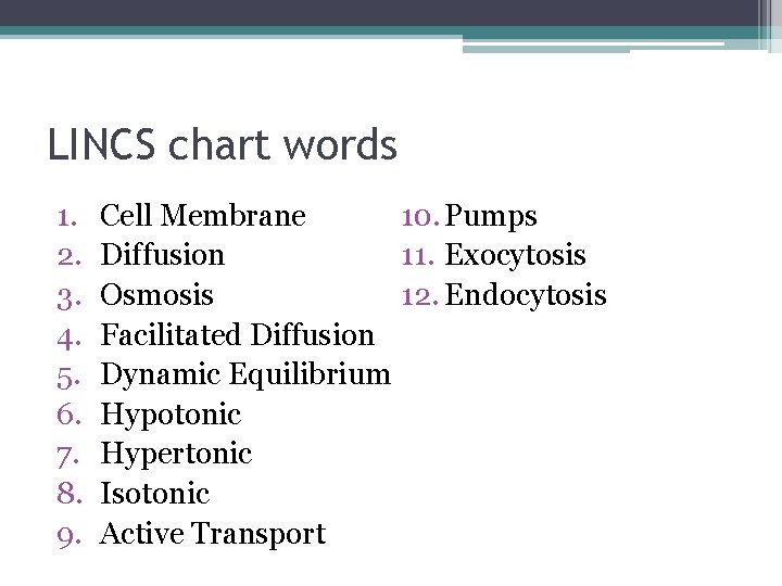LINCS chart words 1. 2. 3. 4. 5. 6. 7. 8. 9. 10. Pumps LINCS chart words 1. 2. 3. 4. 5. 6. 7. 8. 9. 10. Pumps