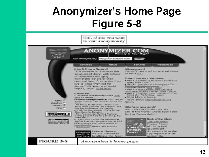 Anonymizer’s Home Page Figure 5 -8 42 