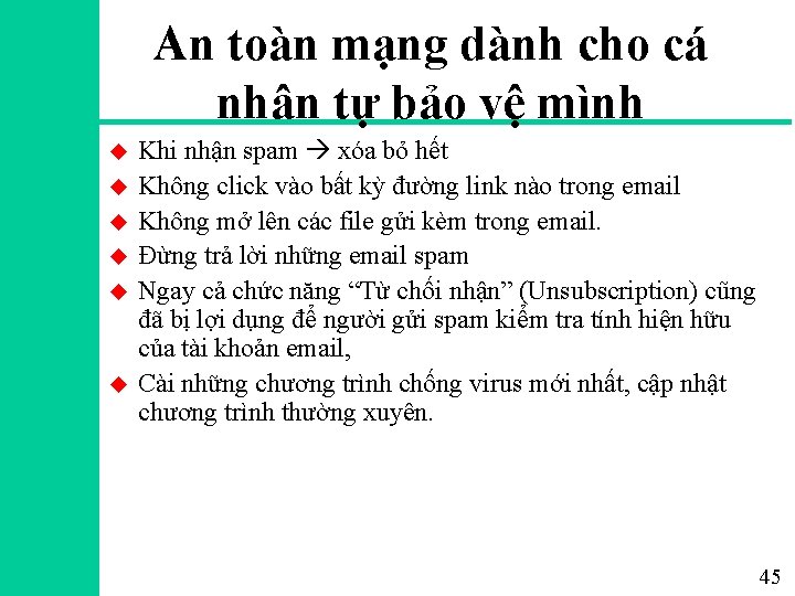 An toàn mạng dành cho cá nhân tự bảo vệ mình u u u