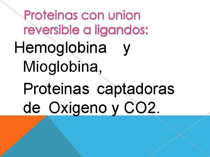 Hemoglobina y Mioglobina, Proteinas captadoras de Oxigeno y CO 2. 