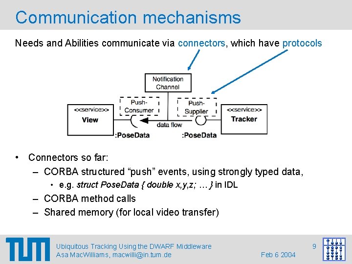 Communication mechanisms Needs and Abilities communicate via connectors, which have protocols • Connectors so