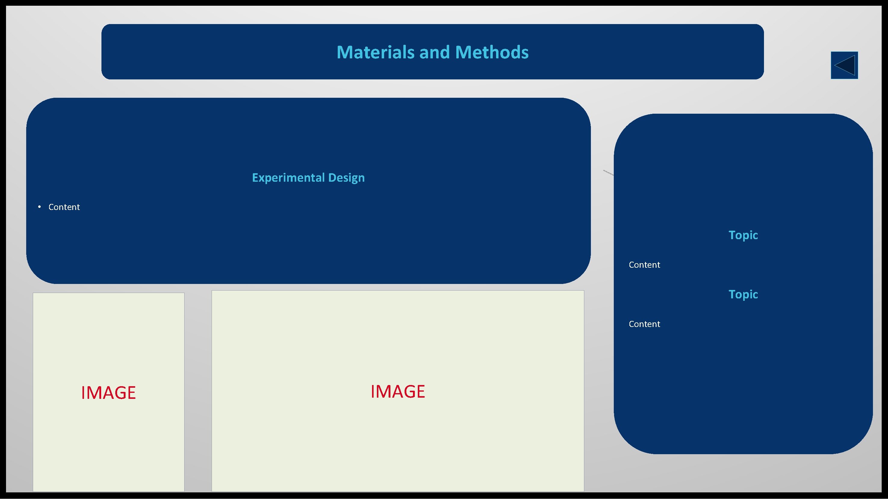 Materials and Methods Experimental Design • Content Topic Content IMAGE 