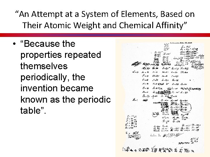 “An Attempt at a System of Elements, Based on Their Atomic Weight and Chemical