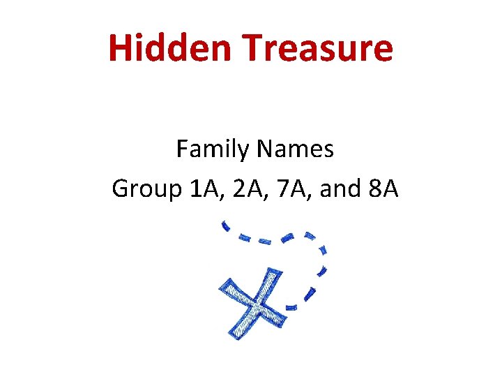 Hidden Treasure Family Names Group 1 A, 2 A, 7 A, and 8 A
