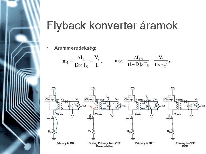 Flyback konverter áramok • Árammeredekség: 