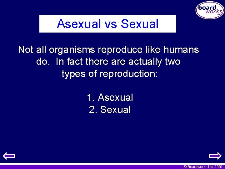 Asexual vs Sexual Not all organisms reproduce like humans do. In fact there actually
