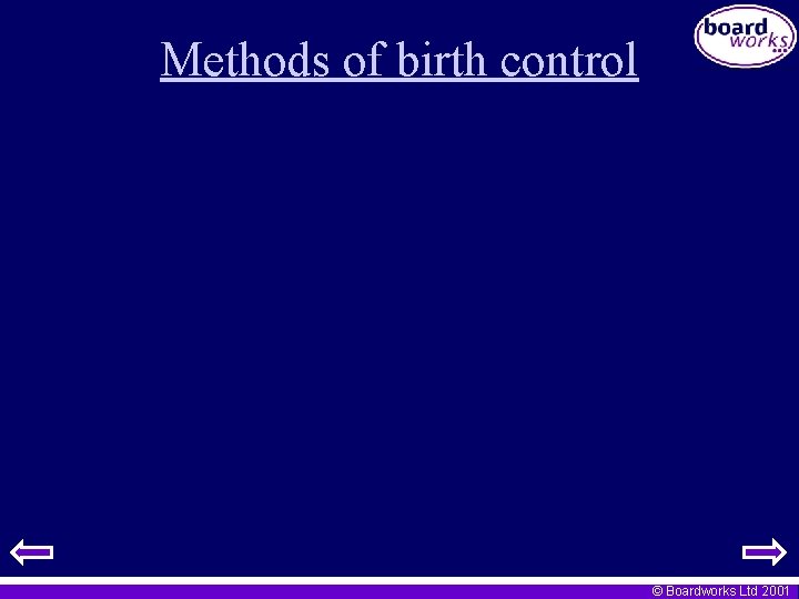 Methods of birth control © Boardworks Ltd 2001 