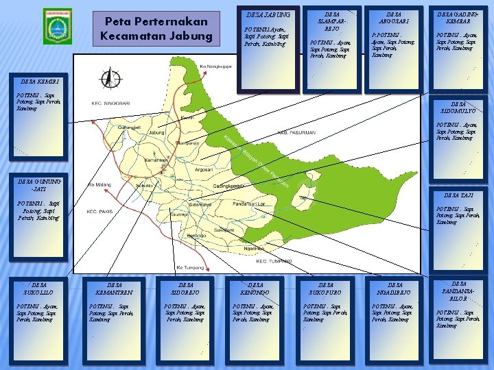 Peta Perternakan Kecamatan Jabung DESA JABUNG POTENSI Ayam, Sapi Potong, Sapi Perah, Kambing DESA