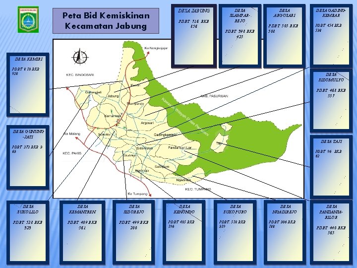 Peta Bid Kemiskinan Kecamatan Jabung DESA JABUNG PDBT 716 BKB 856 DESA SLAMPARREJO PDBT