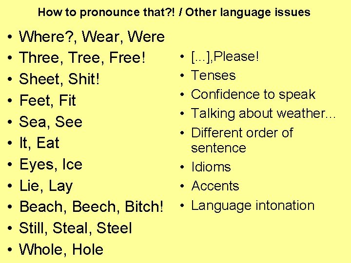 How to pronounce that? ! / Other language issues • • • Where? ,