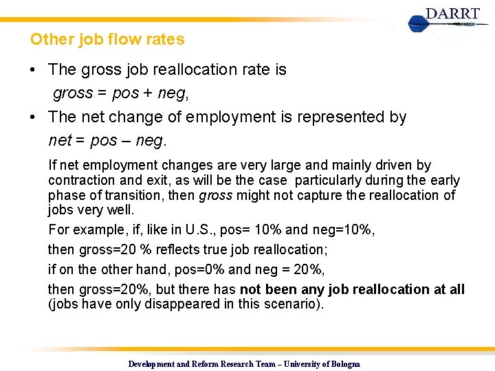 Other job flow rates • The gross job reallocation rate is gross = pos