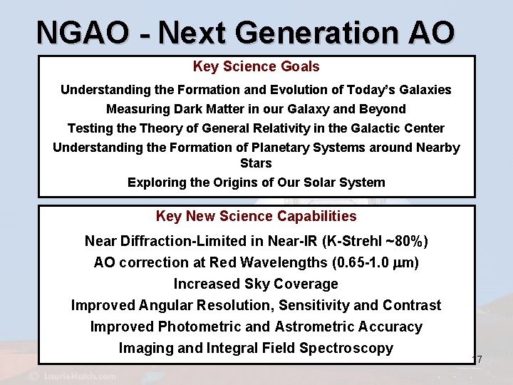 NGAO - Next Generation AO Key Science Goals Understanding the Formation and Evolution of